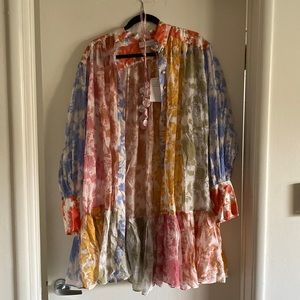 Zimmermann, multi color, long sleeve, button up, sheer cover up dress